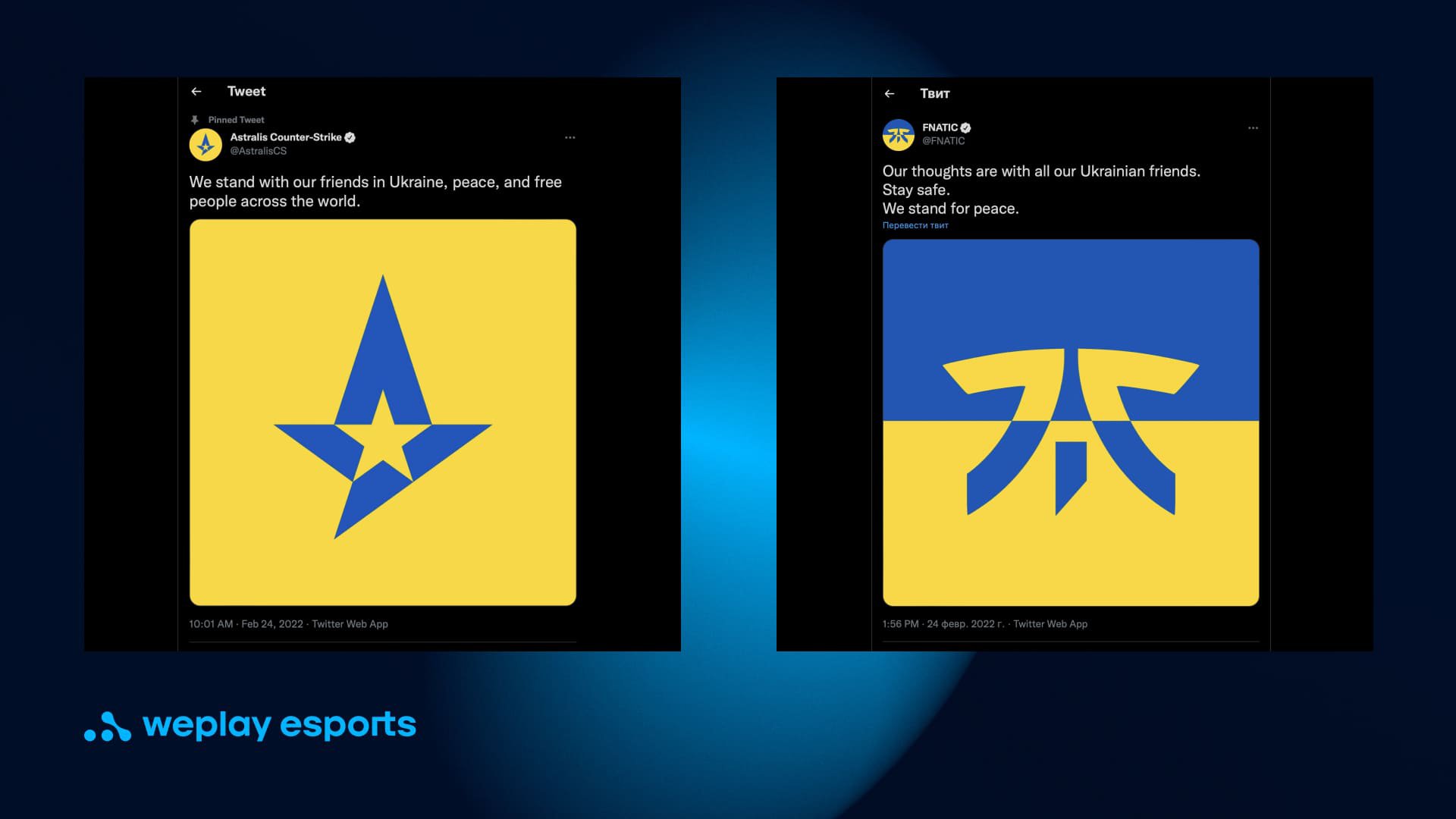 Profile pictires of esports organizations on Twitter. Credit: WePlay Holding
