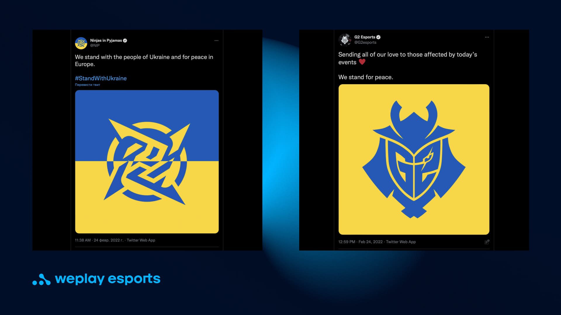 Twitter profile pictures of esports organizations. Credit: G2 Esport, Ninjas in Pyjamas