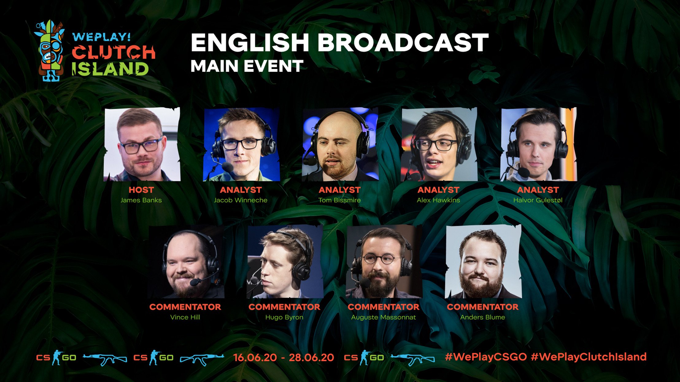 Announcement of WePlay! Clutch Island main stage English-speaking talents