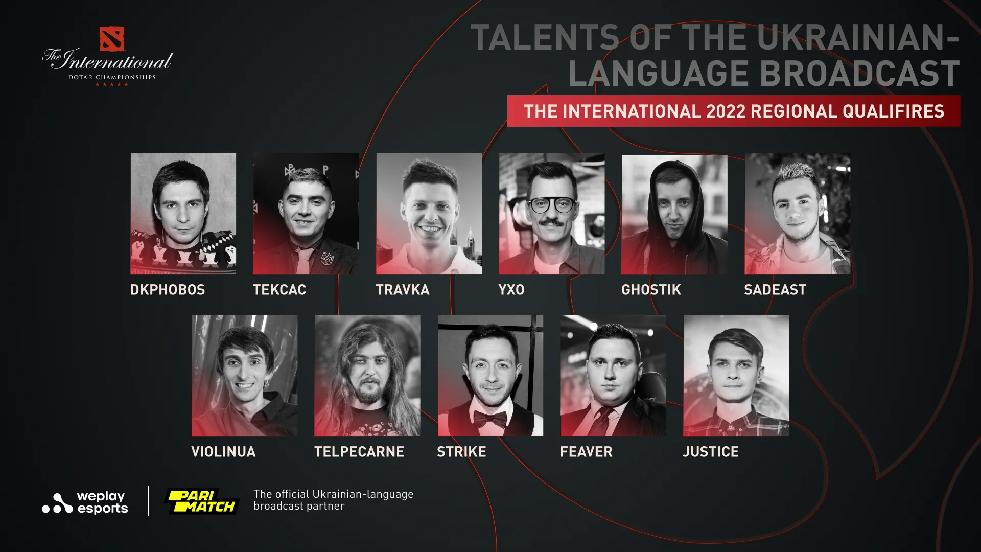 The Ukrainian-speaking talent team of The International 2022 Regional Qualifiers. Зображення: WePlay Holding