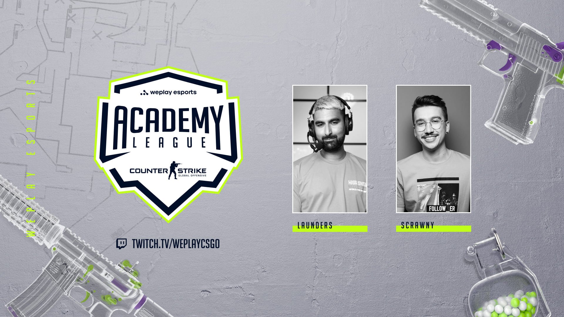 WePlay Academy League Season 4 Playoff Stage English-language broadcast talent lineup. Visual: WePlay Holding