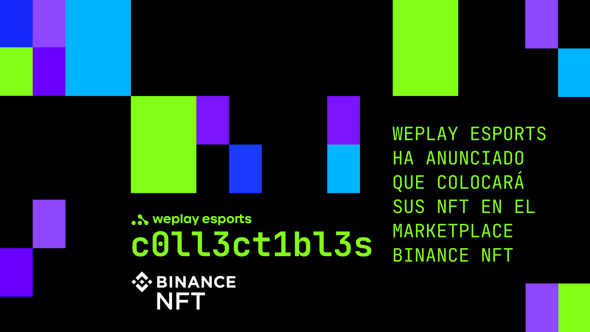 WePlay Esports ha anunciado que colocará sus NFT en el marketplace Binance NFT. Imagen: WePlay Holding