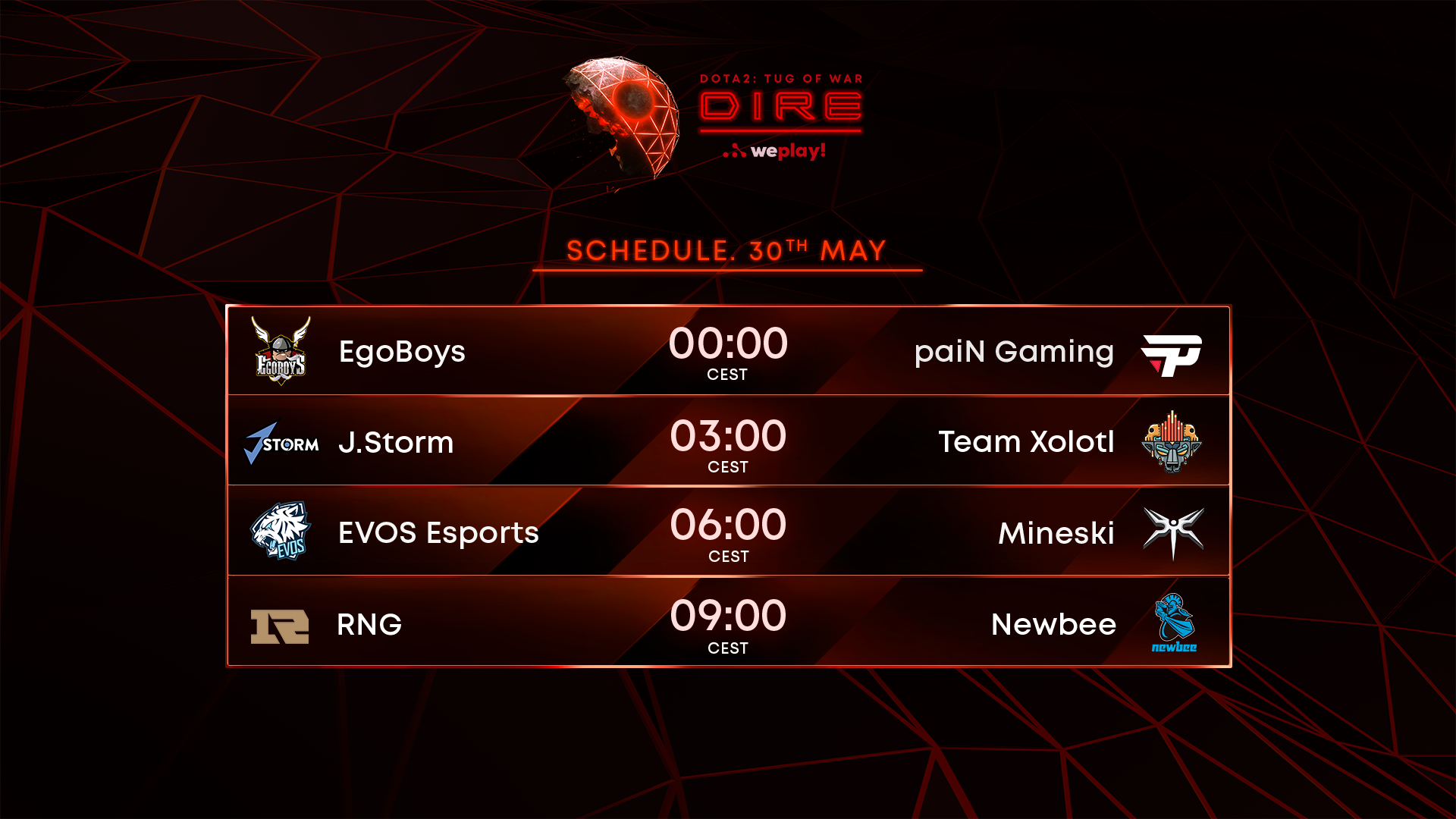 30th May Schedule